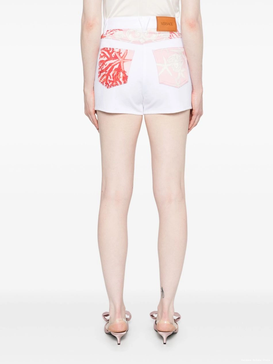 Affordable Versace shorts Women Barocco Sea-print denim 0702